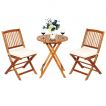 3 Piece Folding Bistro Set with Cushions for Patio