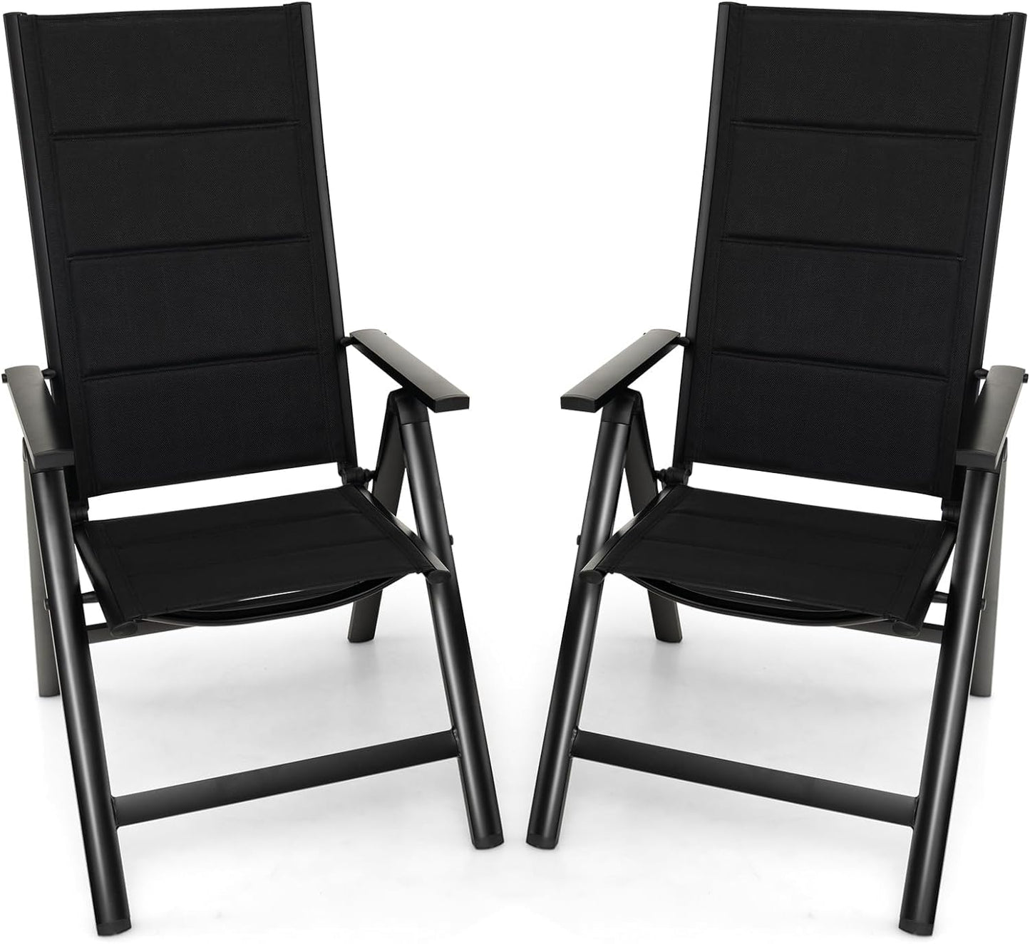 GiantexUK Patio Folding Chair Set of 1/2, Outdoor Dining Chairs with Soft Padded Seat (With Sponge Padded)