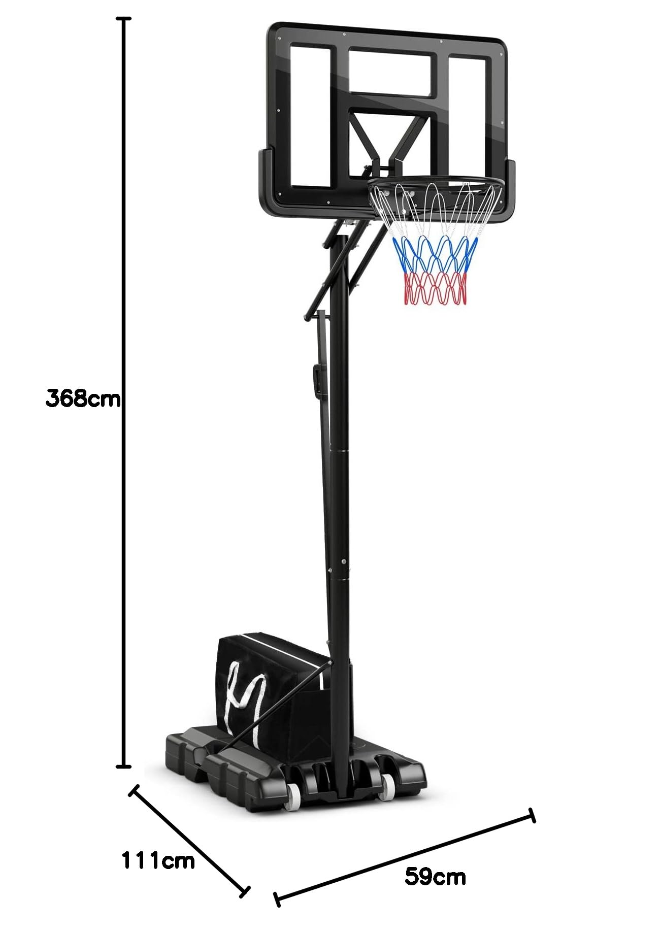 10ft Basketball Backboard Hoop Net Set with Wheels