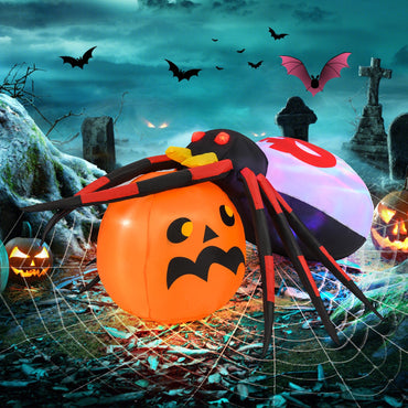 Inflatable Halloween Spider with Colorful Rotating Light