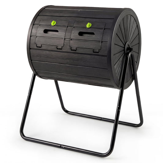 142 Large Outdoor Compost Tumbler with Dual Chambers