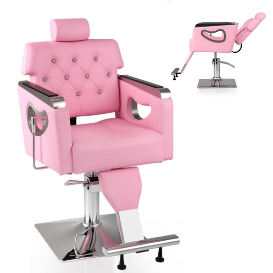 Adjustable Swivel Barber Chair with Padded Backrest