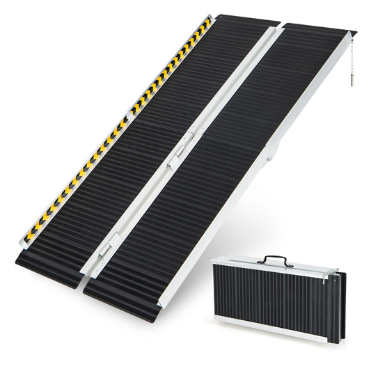 5FT Wheelchair Ramp with Transition Plate and Reflective Warning Stickers