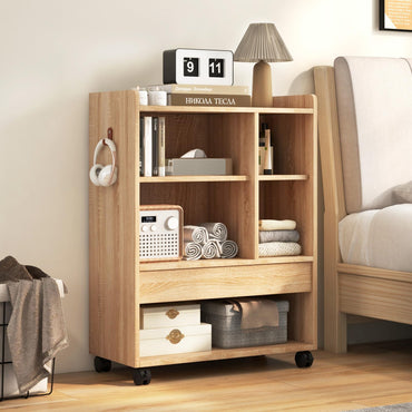 Mobile Storage Cabinet with Drawer and Adjustable Shelves