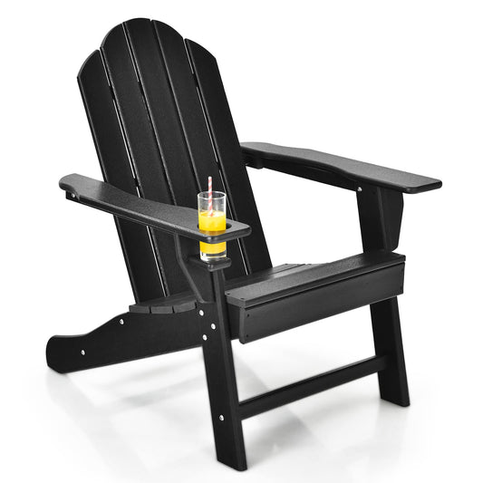 Weather Resistant Adirondack Chair with Built-in Cup Holder