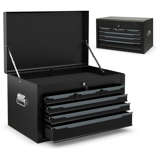 Steel Tool Box Chest Case with 6 Drawers Top Storage Automatic Lock