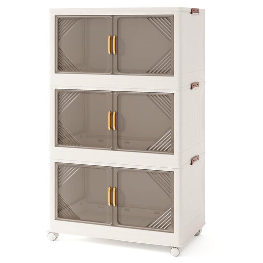 Stackable Storage Containers with Wheels and Doors for Bedroom