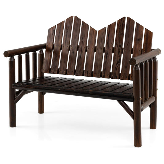 2-Seater Garden Bench, Solid Wood Patio Loveseat Park Bench Chair