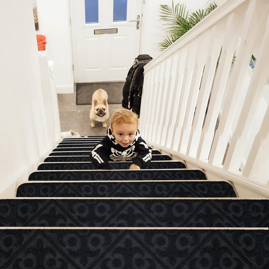 15 Pack Indoor Stair Runners Safety Rug with Reusable Adhesive
