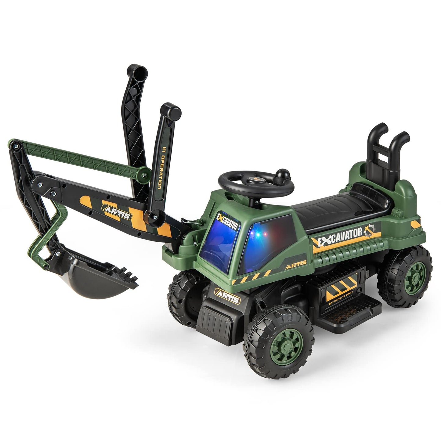 Kids Ride On Excavator with Rotating Seat and Underneath Storage