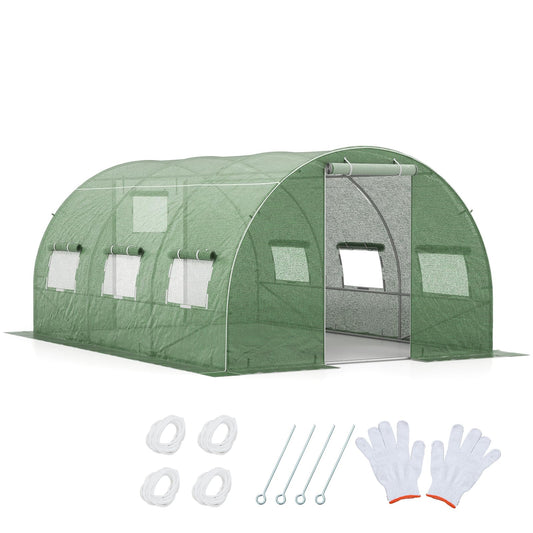 400 x 300 x 200 cm Outdoor Walk-in Tunnel Greenhouse 8 Roll-up Windows