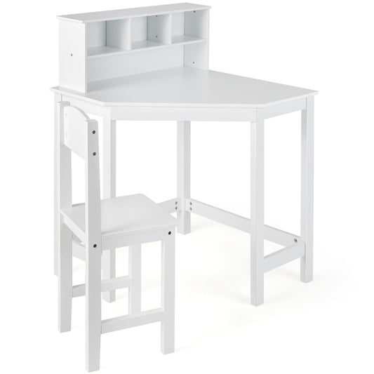 Kids Corner Desk and Chair Set with Chair and Hutch
