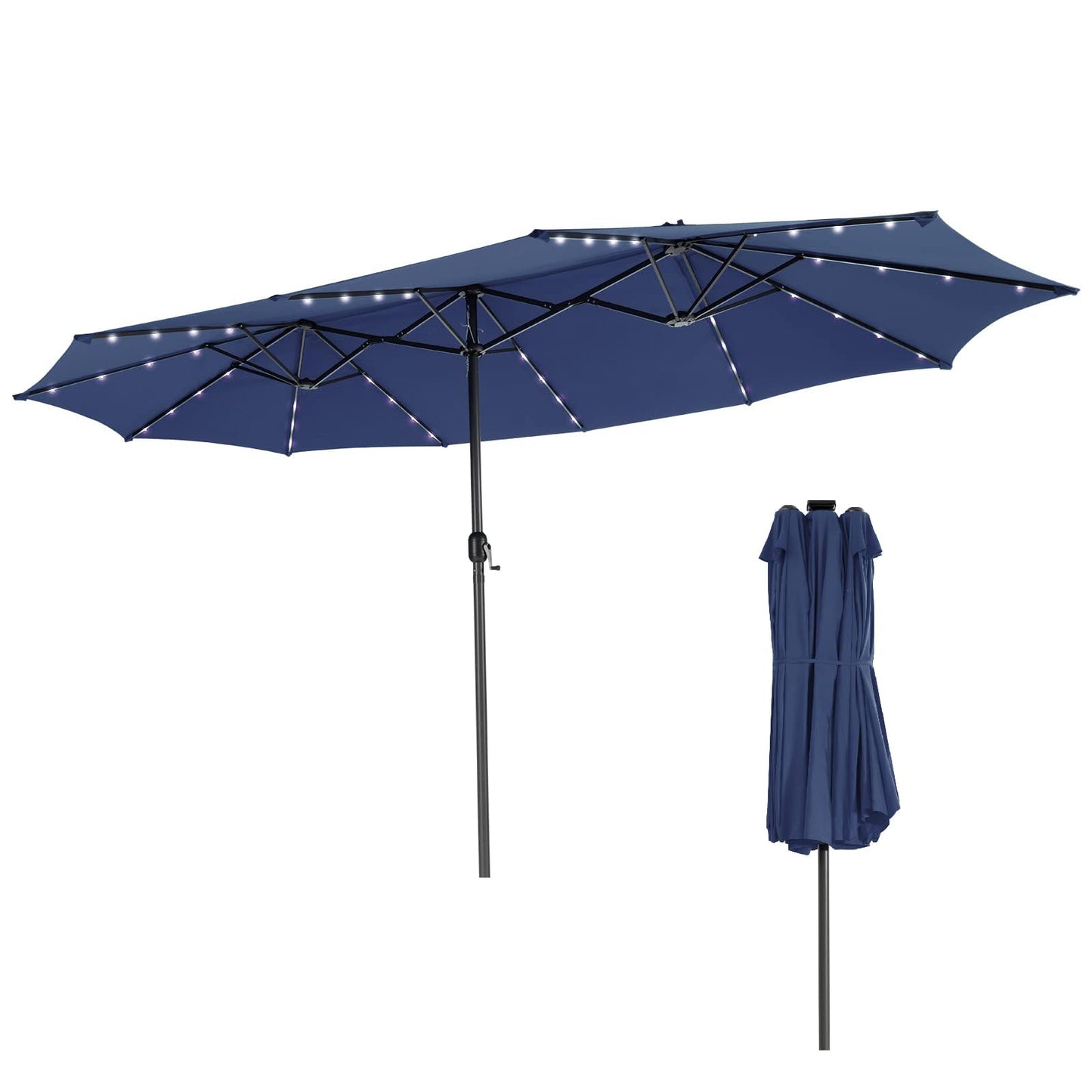 4.5m Double-Sided Parasol, 12 Heavy-Duty Ribs Extra Large Sun Umbrella