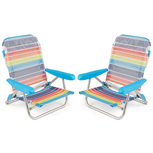 5 Adjustable Position Camping Chair with Armrests & Carry Strap