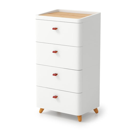 4-Drawer Dresser with Removable Organizer Tray and Solid Wood Legs