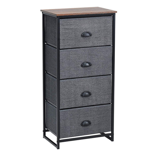 4 Fabric Nightstand Bedside Storage Cabinet Folding Drawers