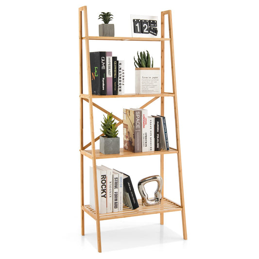 4 Tier Freestanding Bookcase with Anti Toppling Device for Living Room