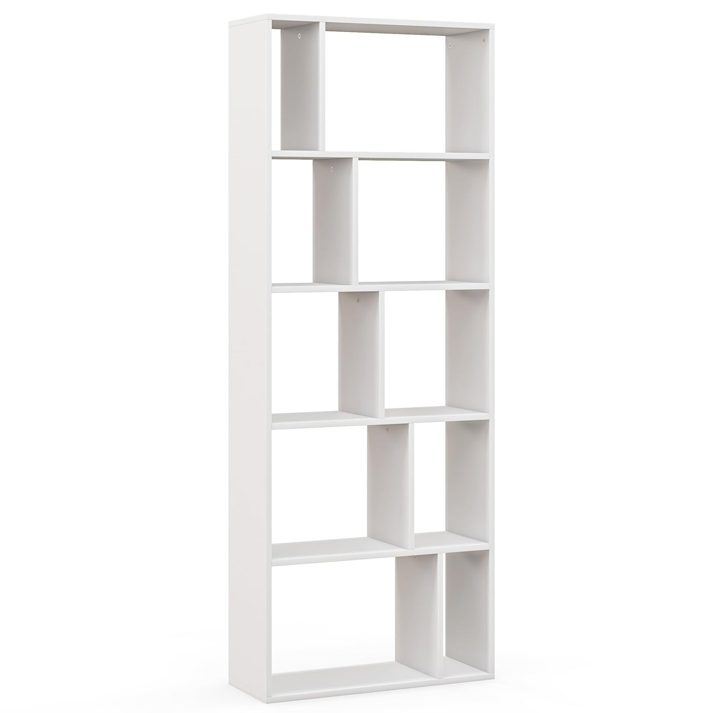 Wood Bookshelf with 10 Compartments Home Study Living Room