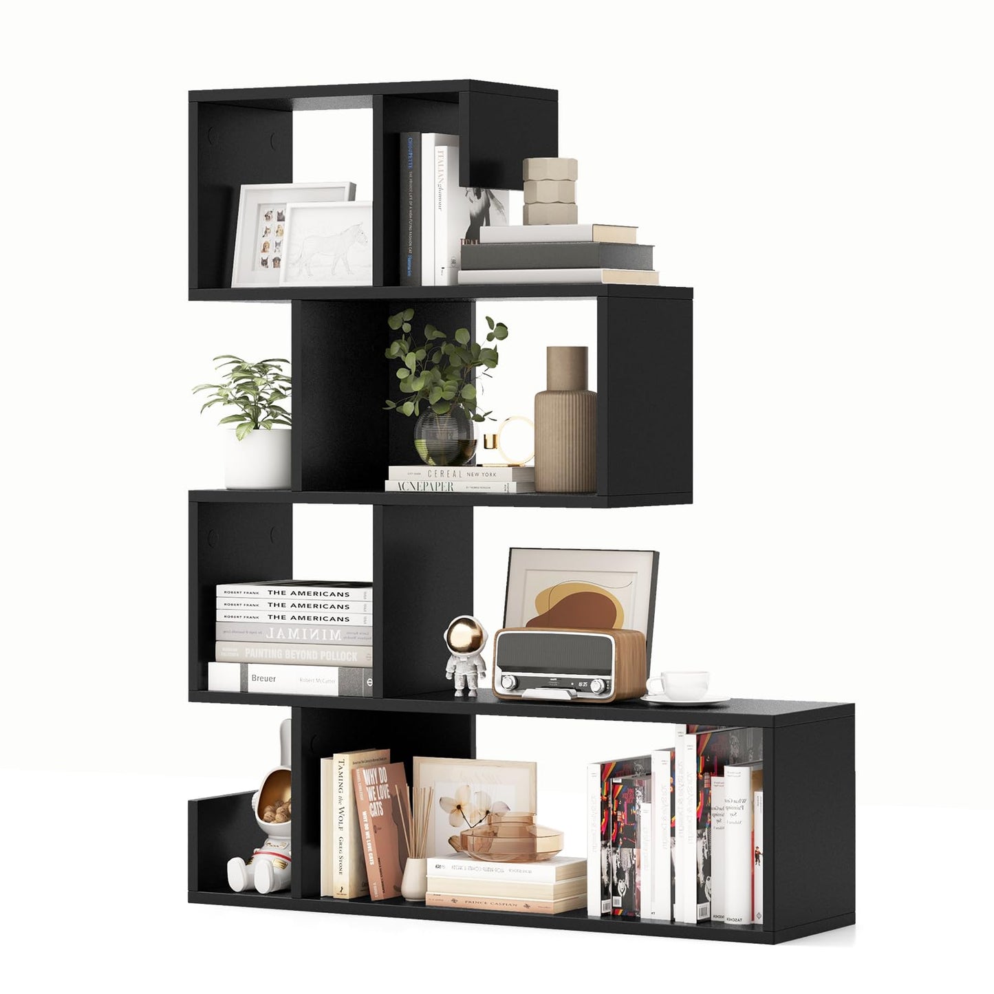 4 Tier Wooden Bookshelf for Living Room Bedroom Office