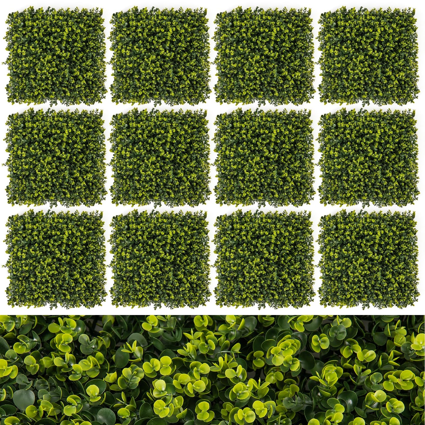 12 Pieces 50 x 50cm Artificial Grass Wall Panels for Garden Yard Balcony Home