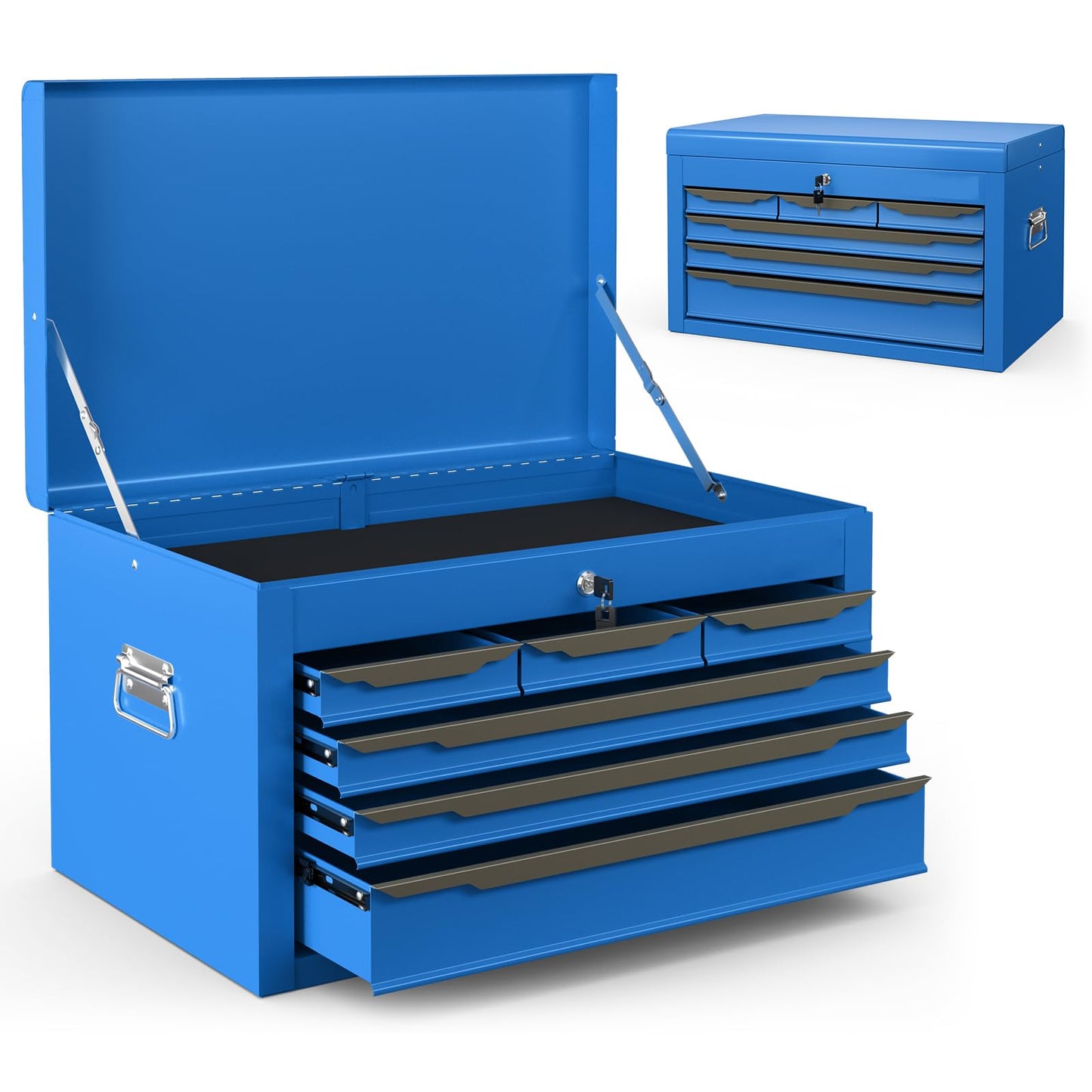 Steel Tool Box Chest Case with 6 Drawers Top Storage Automatic Lock