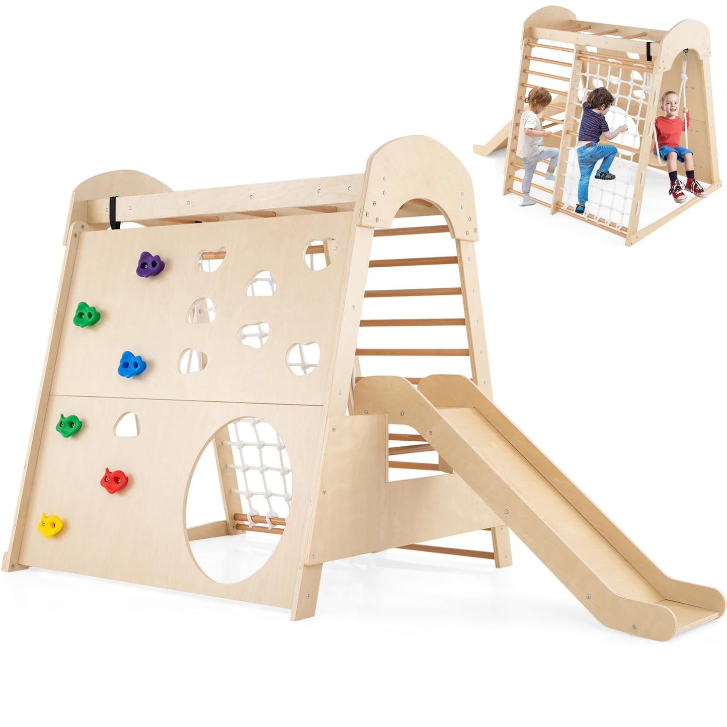 8-in-1 Indoor Jungle Gym Wooden Playground