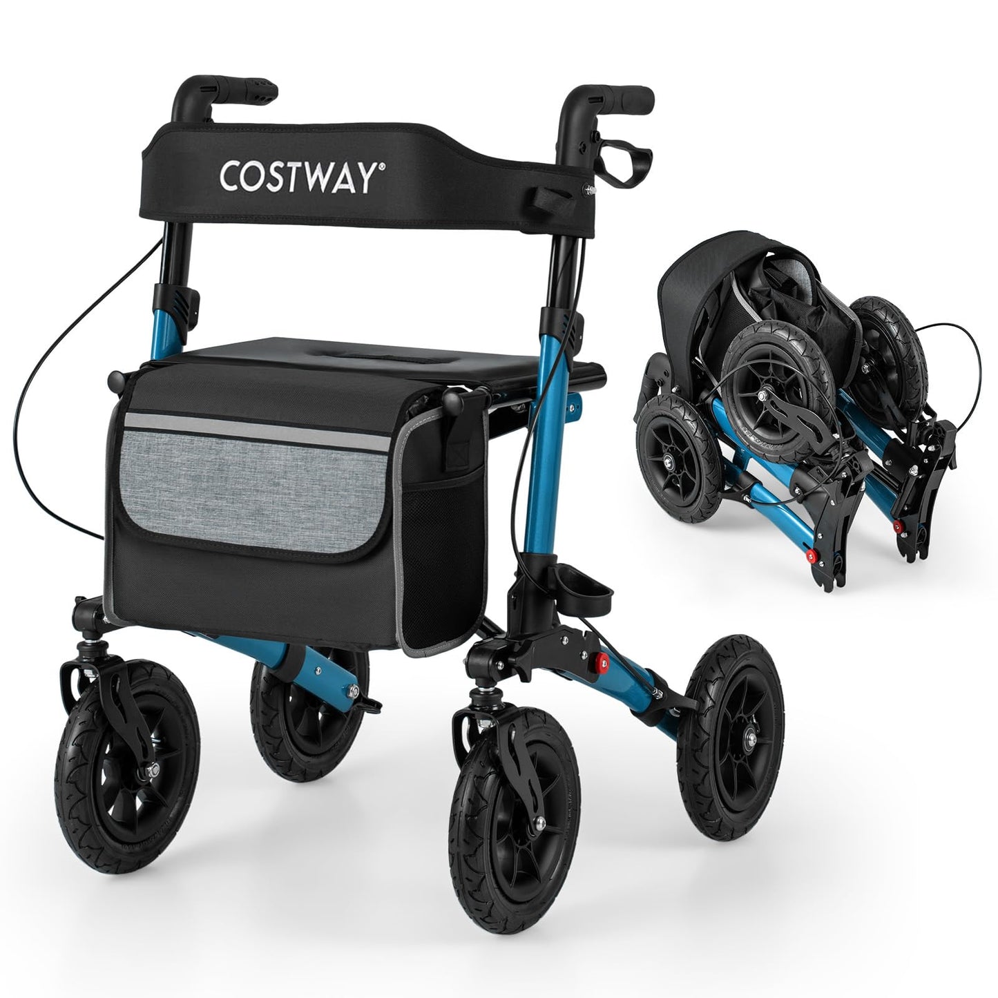Walker for Seniors with Seat Folding Rollator Walker with Pneumatic Tires
