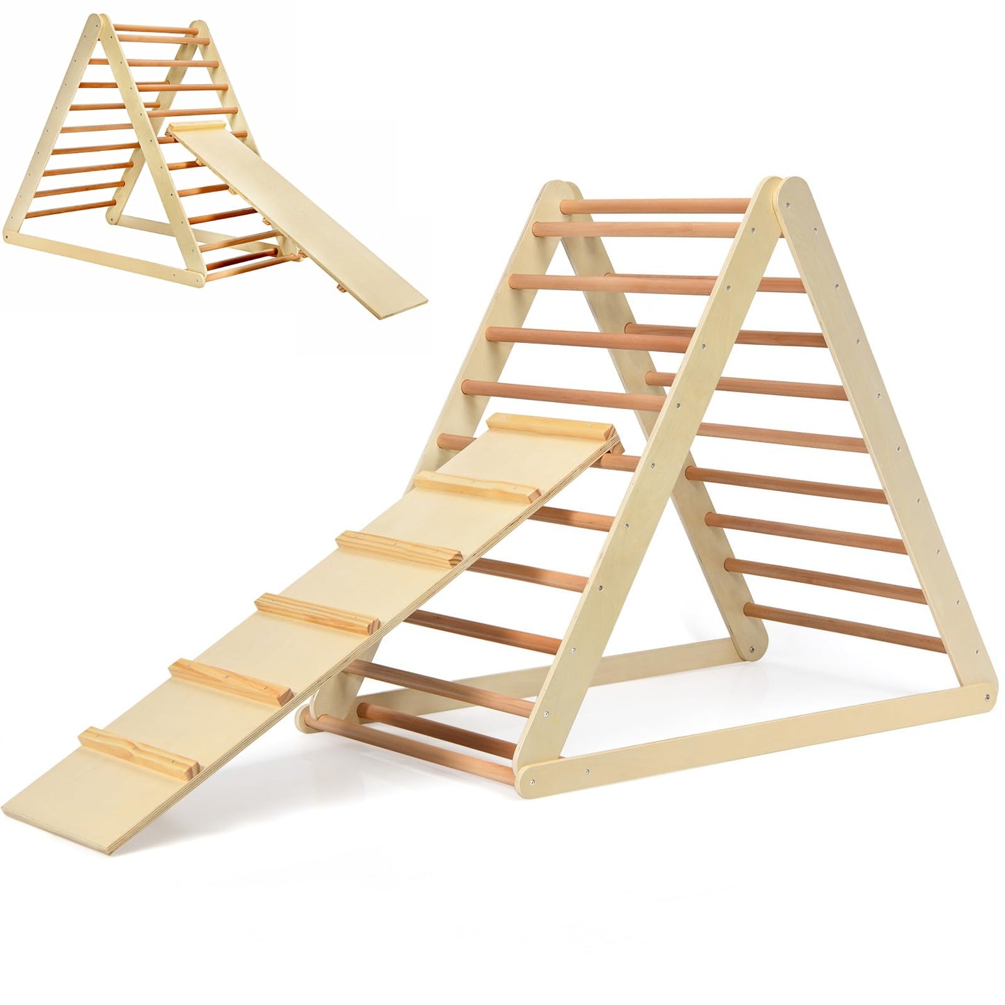 Wooden Climbing Ladder with Ramp for Kindergarten or Home