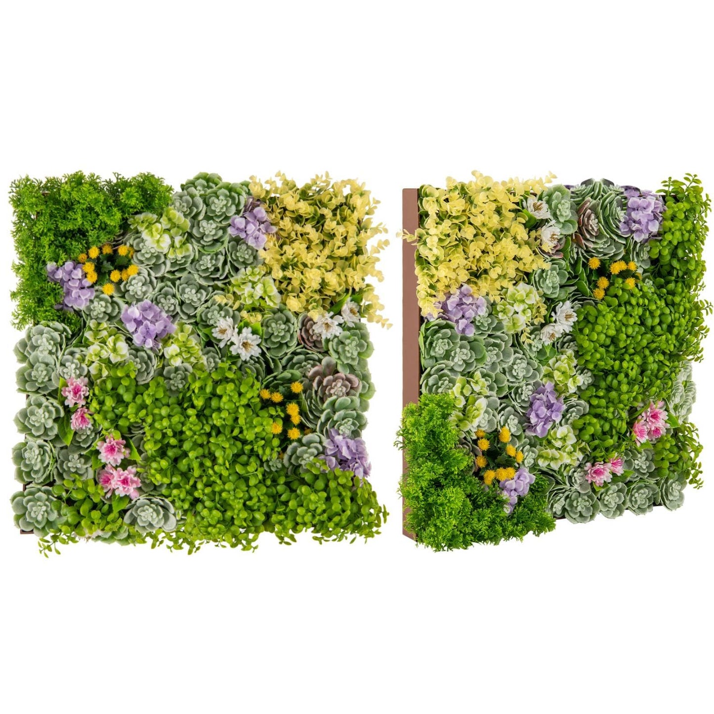 2 Pack Square Framed Artificial Foliage Wall Art for Balcony Home