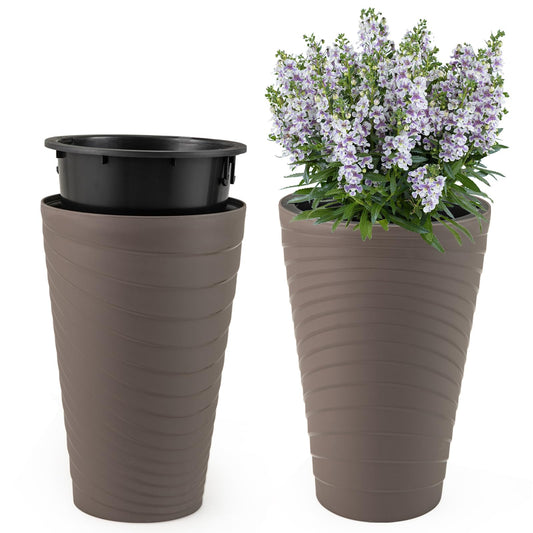 2 Pack Plastic Flower Pot for Balcony Patio