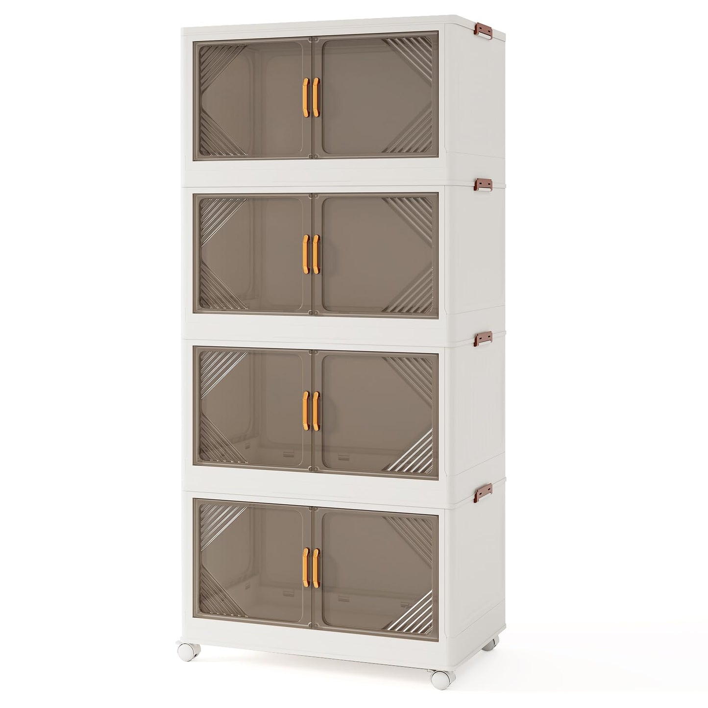 Stackable Storage Containers with Wheels and Doors for Bedroom
