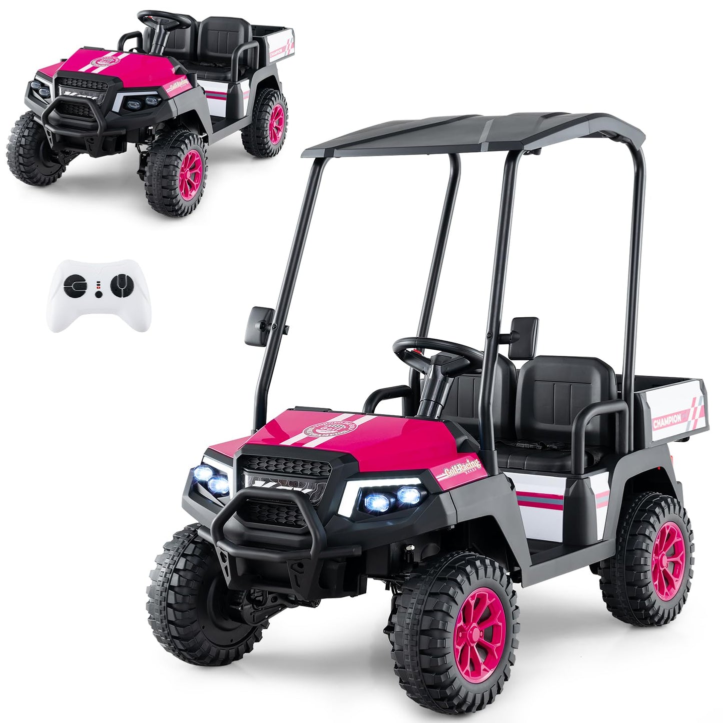 24V Kids Golf Cart 4WD 2 Seater Ride on Car with Dump Bed
