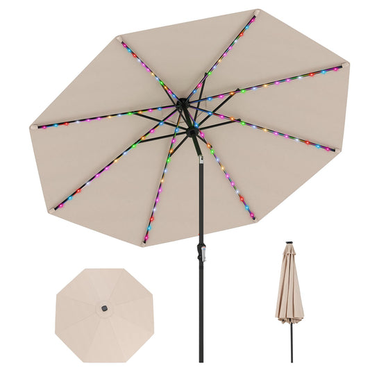 96 Solar Powered LED Lights Patio Umbrella with Tilt