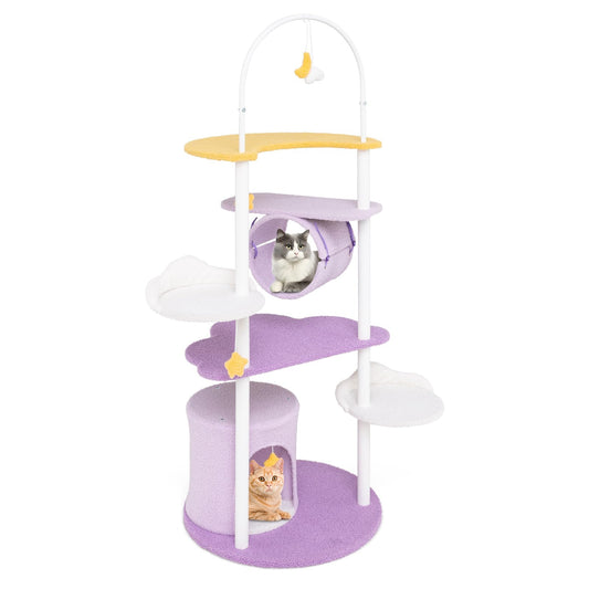Multi-level Cute Cat Tree 158CM Large Cat Tower with Metal Frame