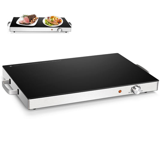 Electric Warming Tray with Cool-Touch Handles and Stainless Steel Frame