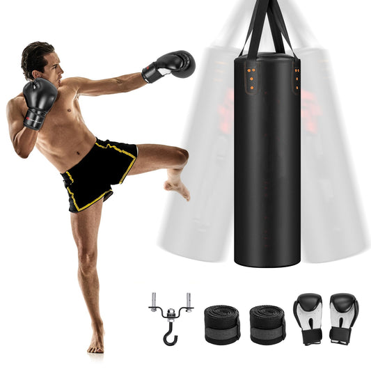 Kids Adults Boxing Bag Set with Hand Wraps Punching Training Kit for Workout