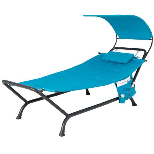 Outdoor Hammock with Stand Cushion and Canopy for Garden Lawn