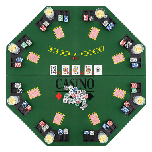 8 Player Foldable Texas Holdem Poker Table Topper with Carrying Bag
