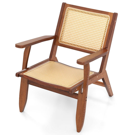 Rattan Accent Chair Mid-Century Modern Comfy Lounge Armchair