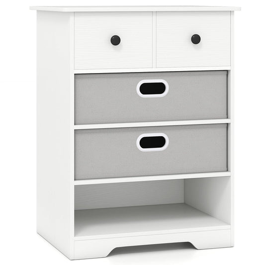 4-Drawer Dresser Cabinet with Open Shelf Freestanding Bedside Chest
