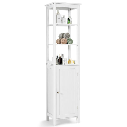 Freestanding Floor Cabinet with 3-Position Middle Panel and Anti-Toppling Mechanism