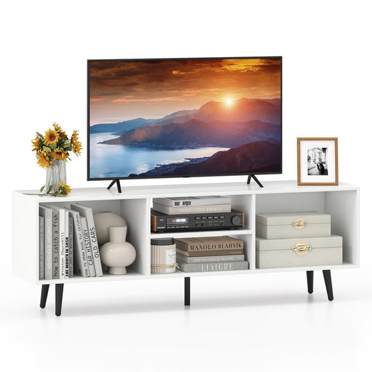 120cm Mid Century Modern TV Stand with Shelves and 5 Metal Legs