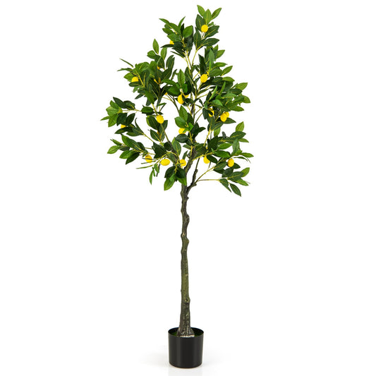 160cm Tall Fake Lemon Plant with Lemon Fruits and Cement Pot