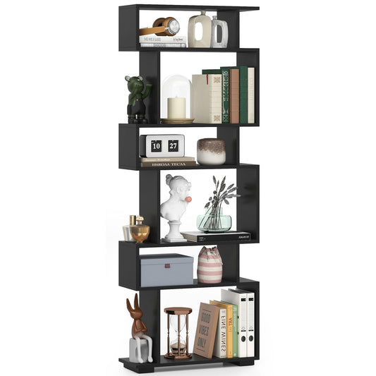 6-Tier Bookshelf with 2 Anti-Tipping Kits for Home Office