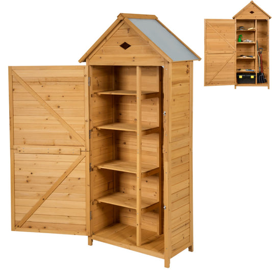 Wooden Garden Shed Tool Storage Cabinet with 5 Shelves