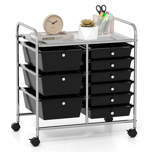 Metal Frame Utility Storage Organizer Cart with 4 Wheels