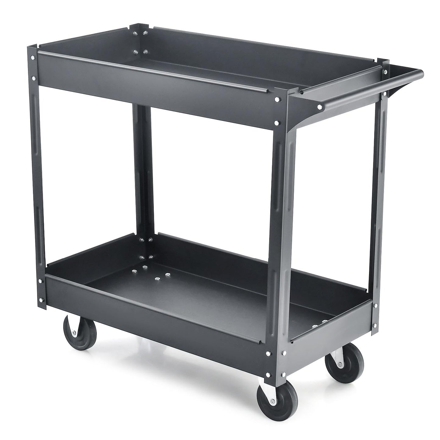 Metal Frame Utility Service Cart with 4 Wheels and Handle