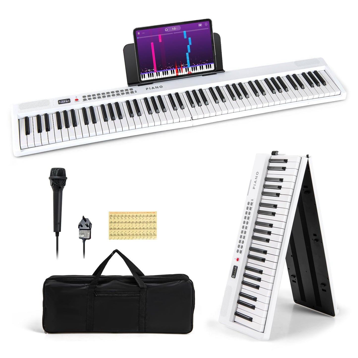88 Key Folding Digital Piano Keyboard with Microphone