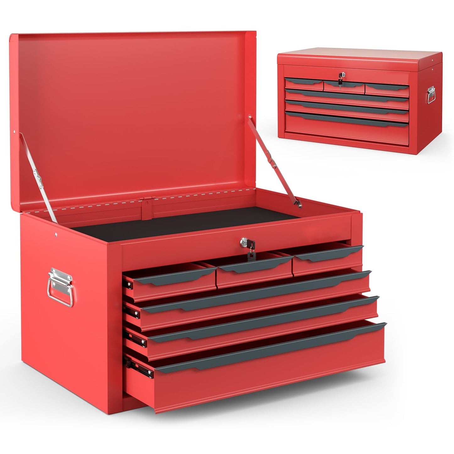 Steel Tool Box Chest Case with 6 Drawers Top Storage Automatic Lock