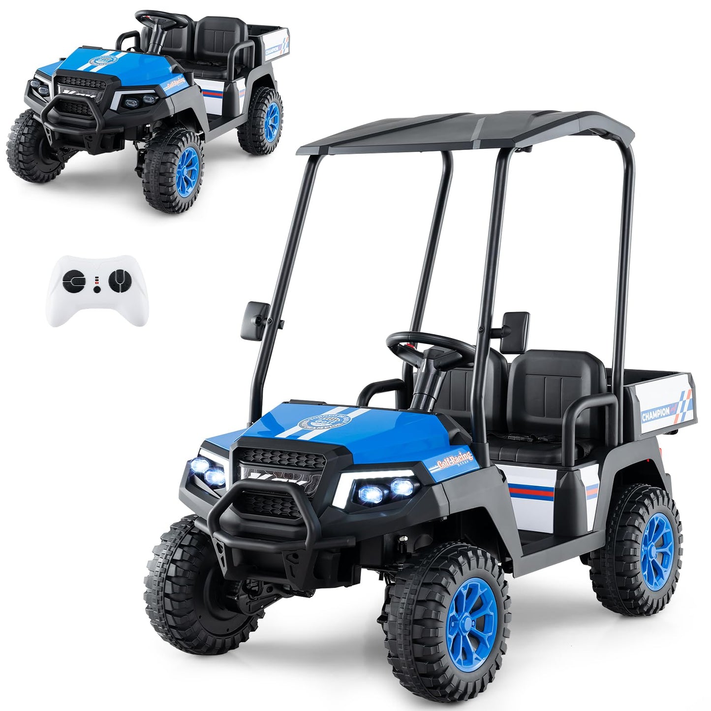 24V Kids Golf Cart 4WD 2 Seater Ride on Car with Dump Bed
